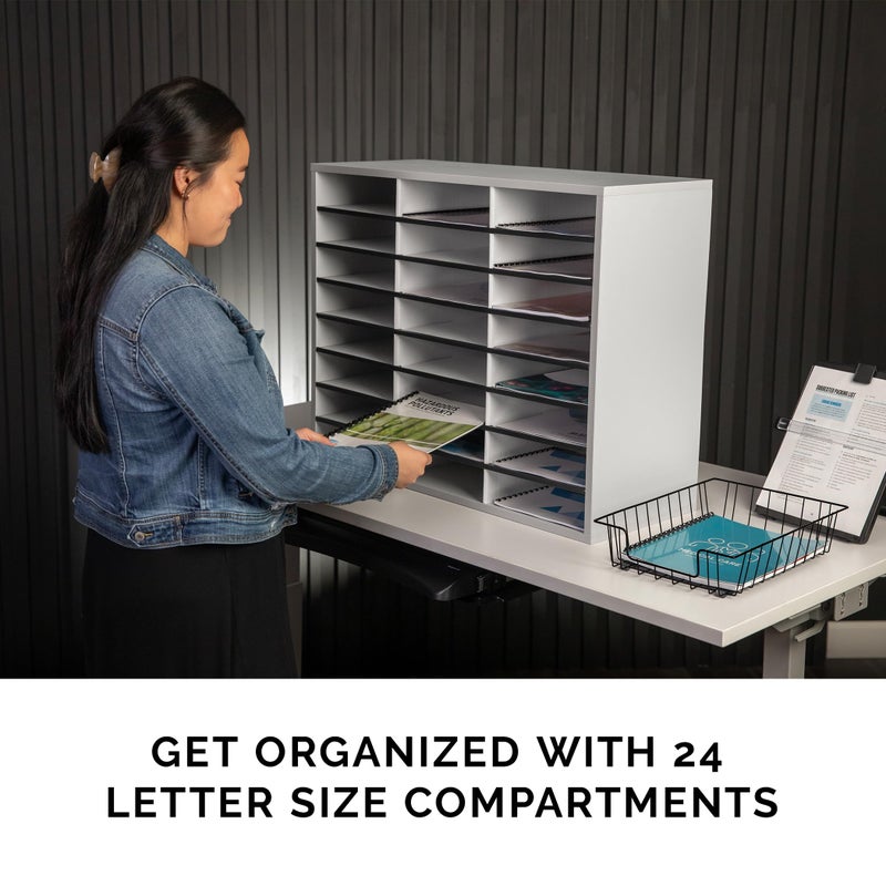Fellowes 25041 Literature Organizer - 24 Compartment, Letter, Dove Gray - Image 3